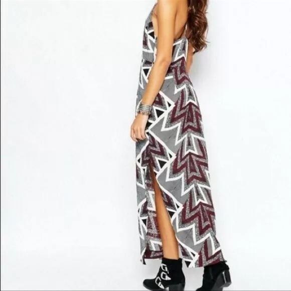 Free People SERVES YOU RIGHT Maxi Split Aztec Bohemian Western Dress Size 0 US - Picture 4 of 12